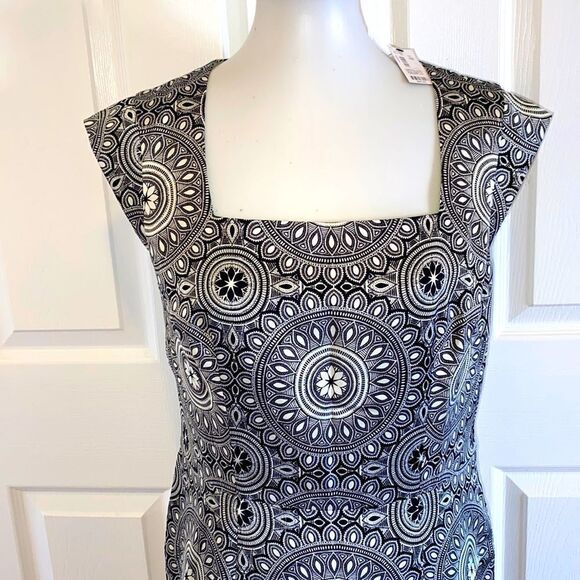 New The Limited Geometric Patter Cup Sleeve Fitted Dress - Picture 1 of 8